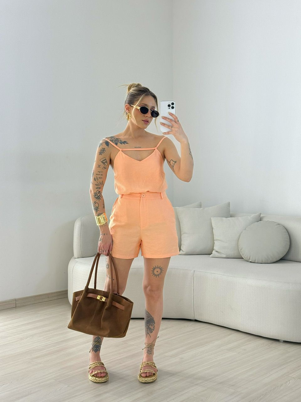 CONJUNTO VIVI SHORT LARANJA