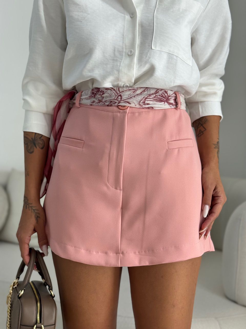 SHORT SAIA HELENA ALFAIATARIA ROSÊ - 0068140025 - CAROLLA FERRARO