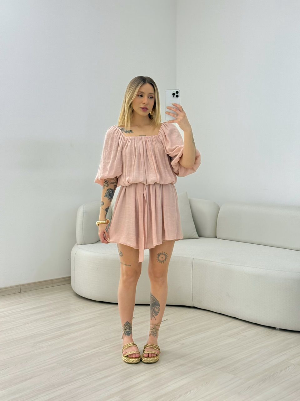 VESTIDO LIDIA MANGA BUFANTE ROSÊ