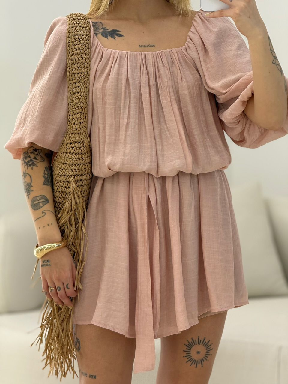 VESTIDO LIDIA MANGA BUFANTE ROSÊ