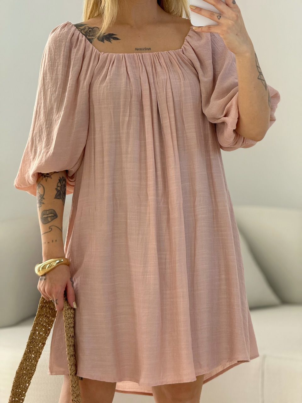 VESTIDO LIDIA MANGA BUFANTE ROSÊ