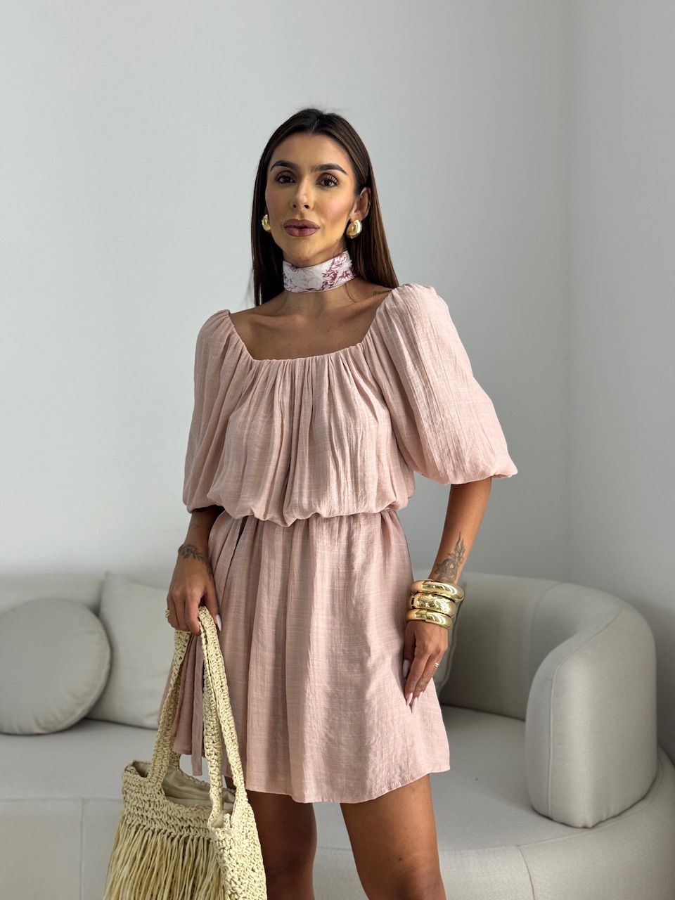 VESTIDO LIDIA MANGA BUFANTE ROSÊ