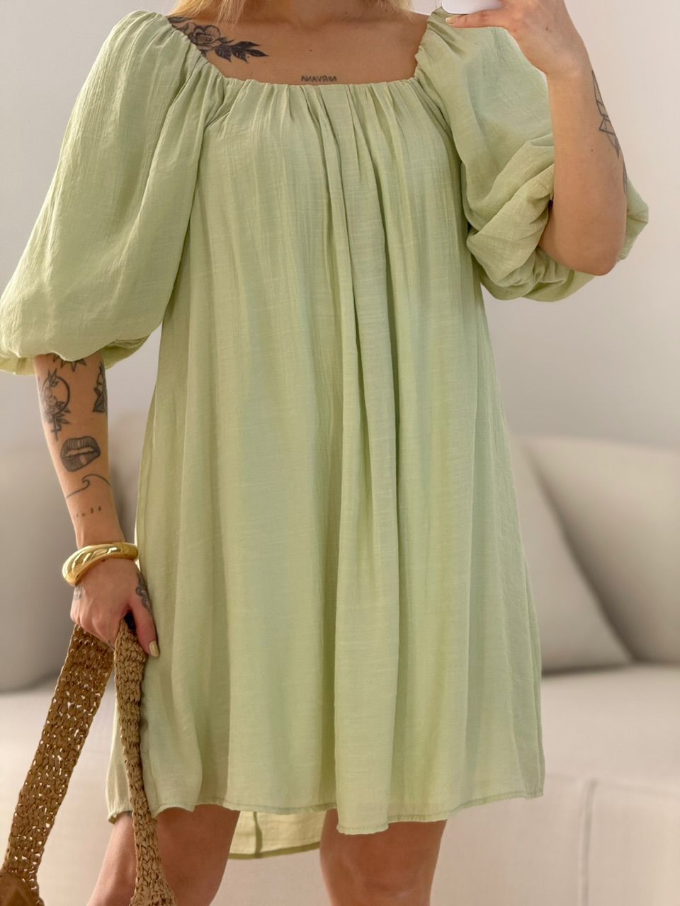 VESTIDO LIDIA MANGA BUFANTE VERDE