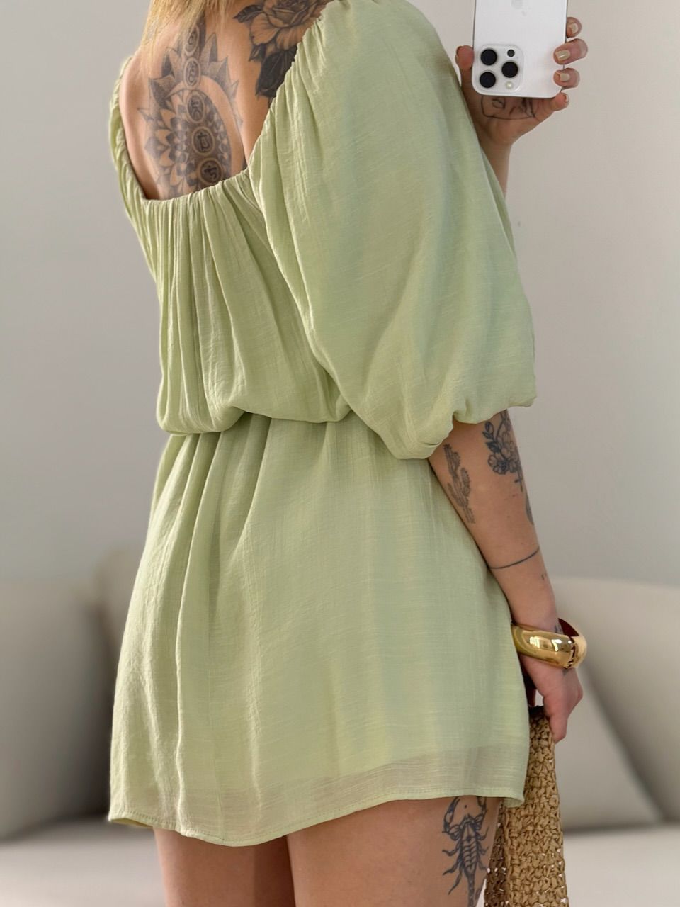 VESTIDO LIDIA MANGA BUFANTE VERDE