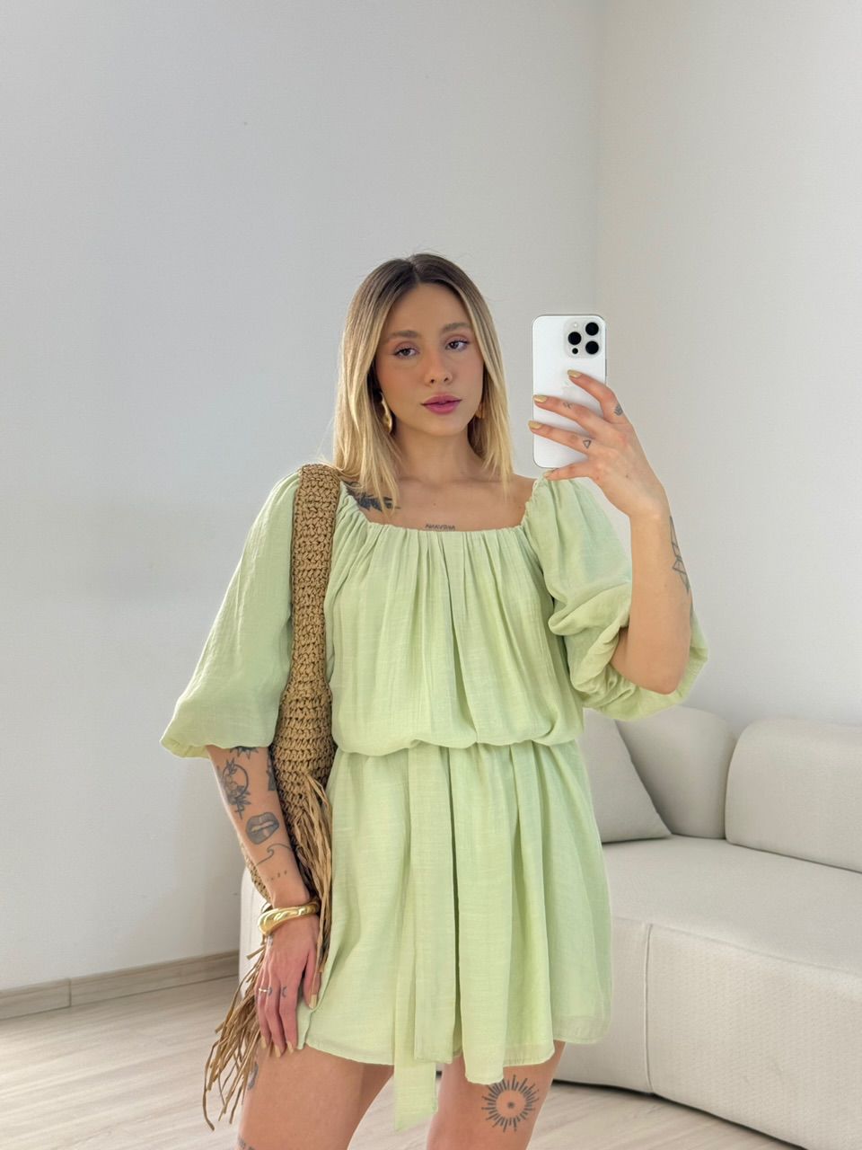 VESTIDO LIDIA MANGA BUFANTE VERDE