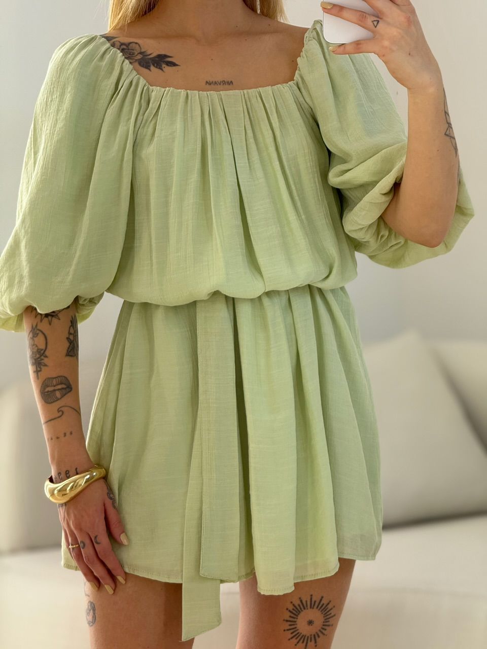 VESTIDO LIDIA MANGA BUFANTE VERDE