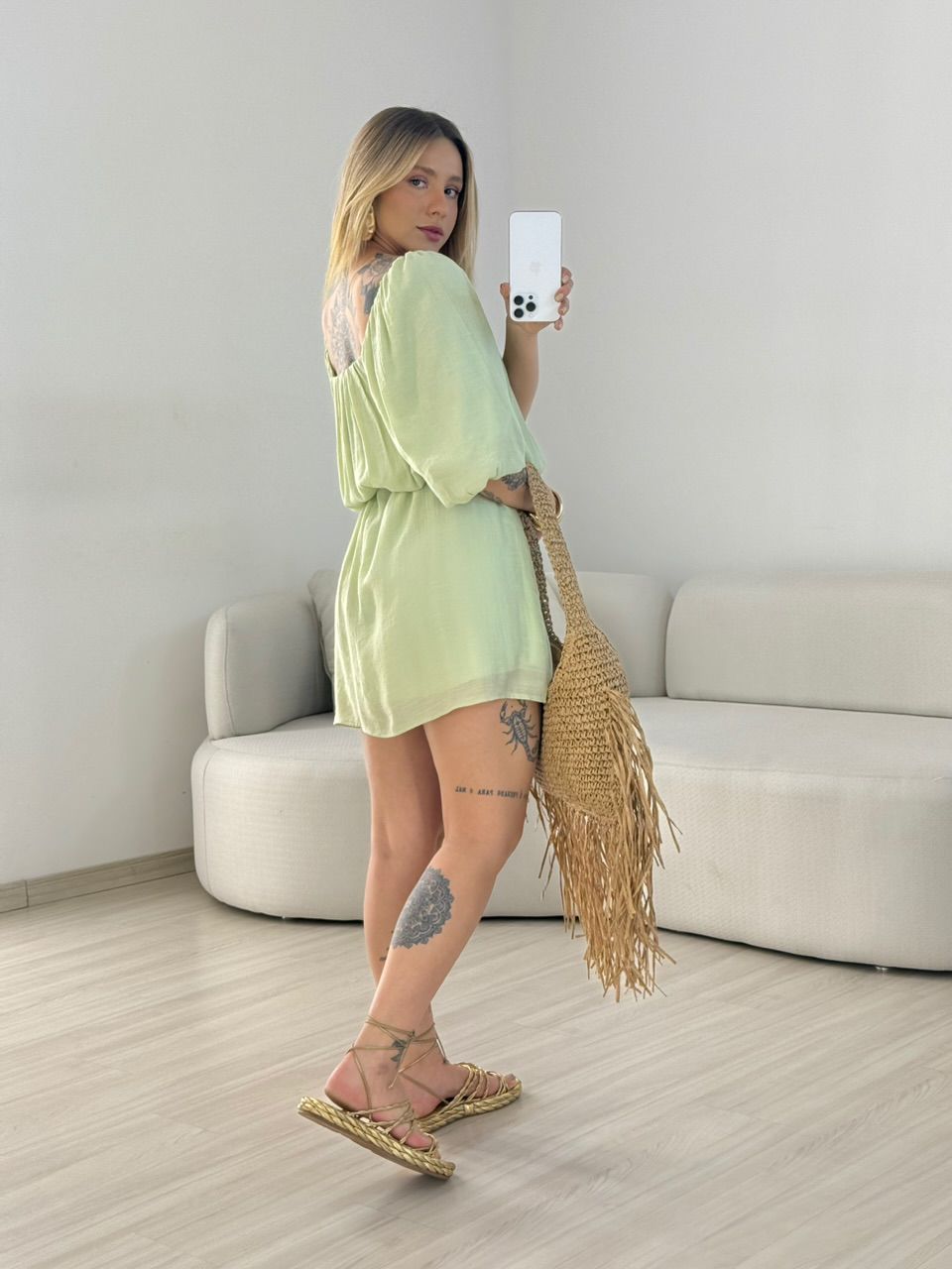 VESTIDO LIDIA MANGA BUFANTE VERDE