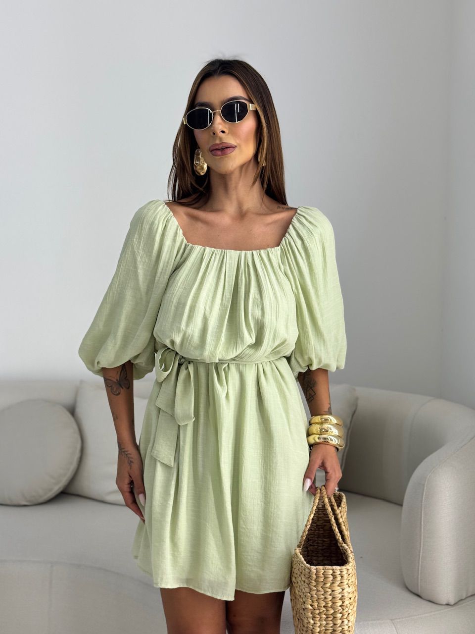 VESTIDO LIDIA MANGA BUFANTE VERDE