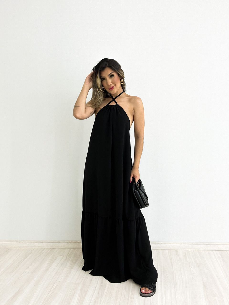 VESTIDO COPACABANA FRENTE ÚNICA preto - 0043520032 - CAROLLA FERRARO