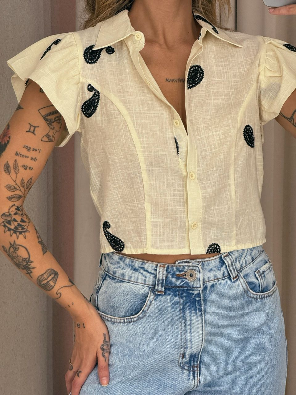CAMISA BOTÕES GOTA MARFIM