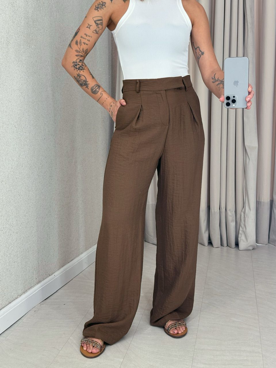 CALÇA SAMANTA PANTALONA MARROM