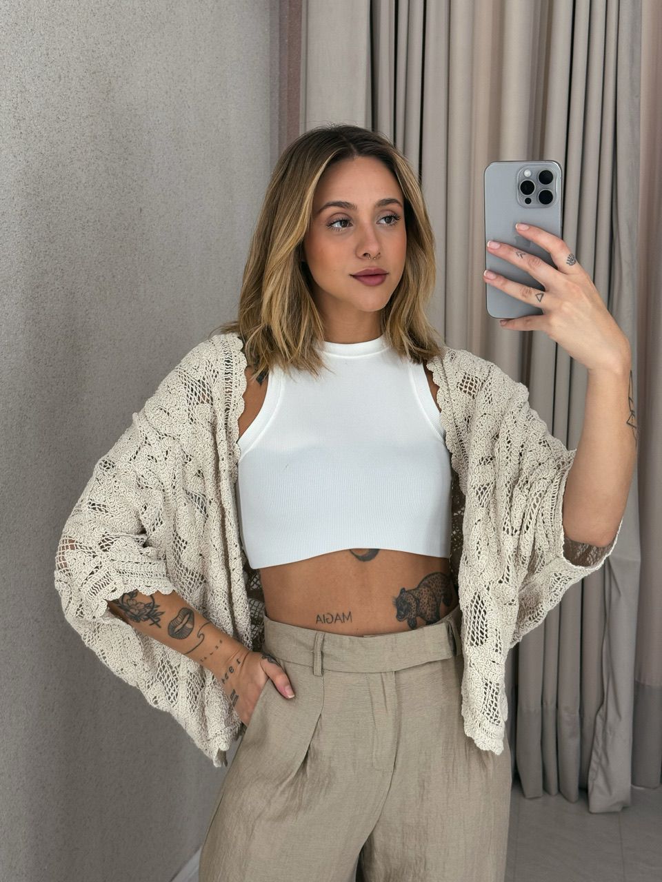 KIMONO MABEL CROCHÊ CRU - 0056640132 - CAROLLA FERRARO
