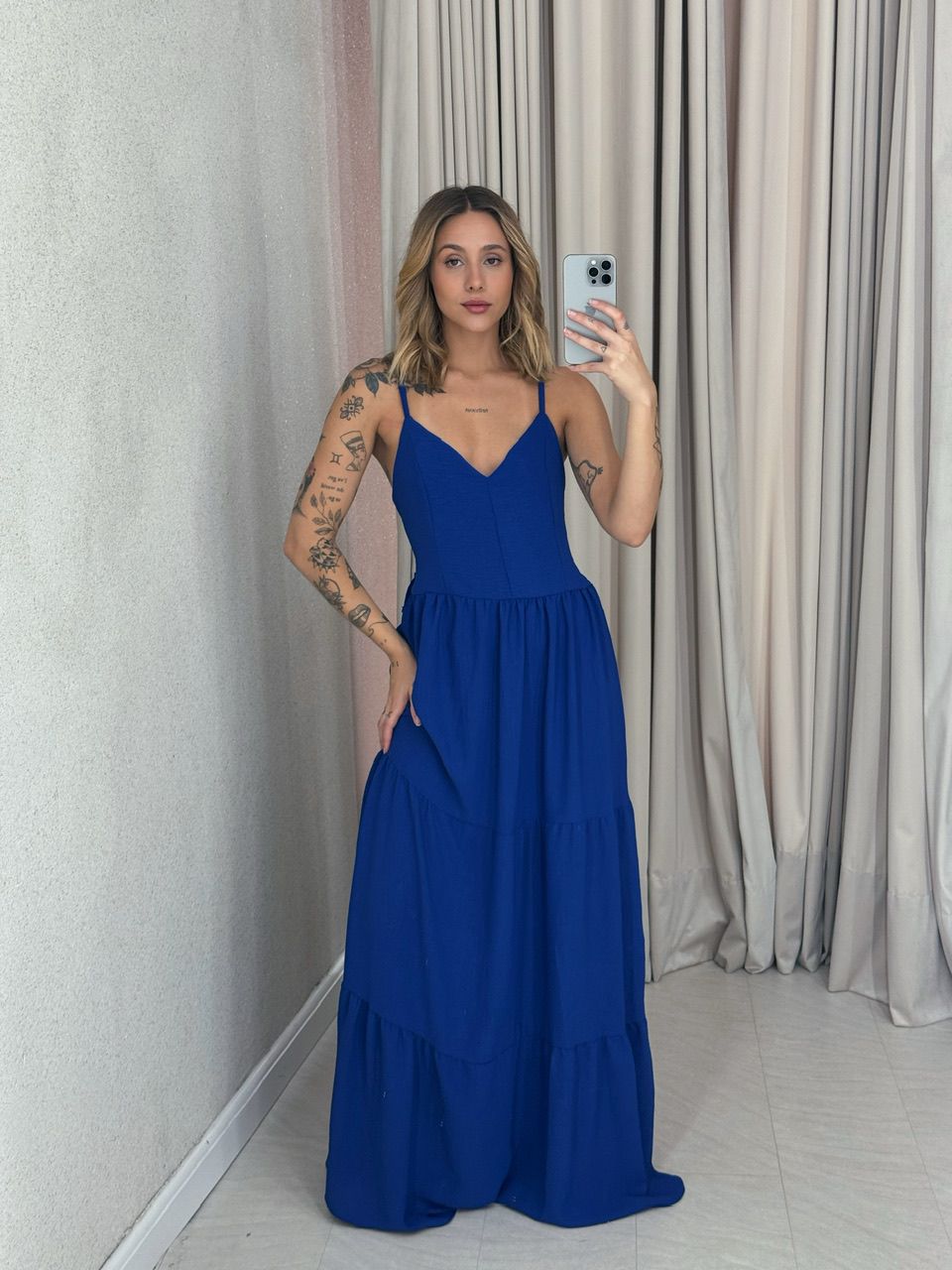  VESTIDO PÉROLA ALÇA AZUL - 0056620109 - CAROLLA FERRARO