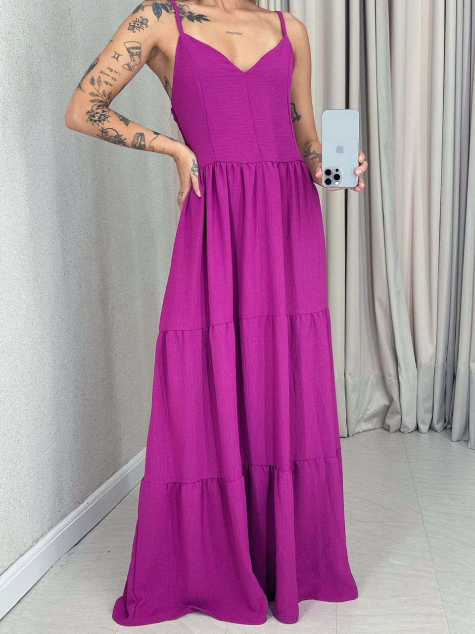  VESTIDO PÉROLA ALÇA FUCSIA
