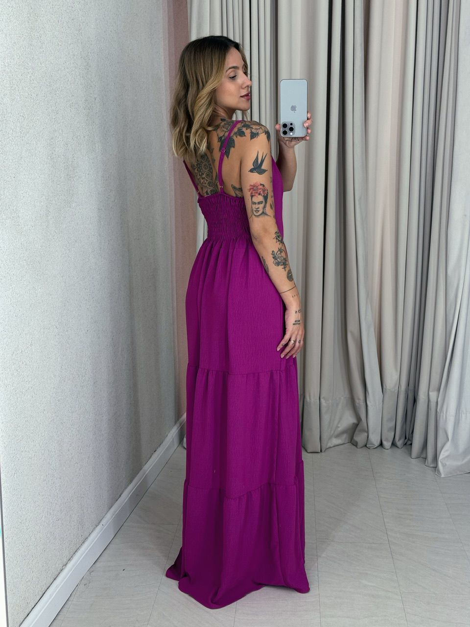  VESTIDO PÉROLA ALÇA FUCSIA