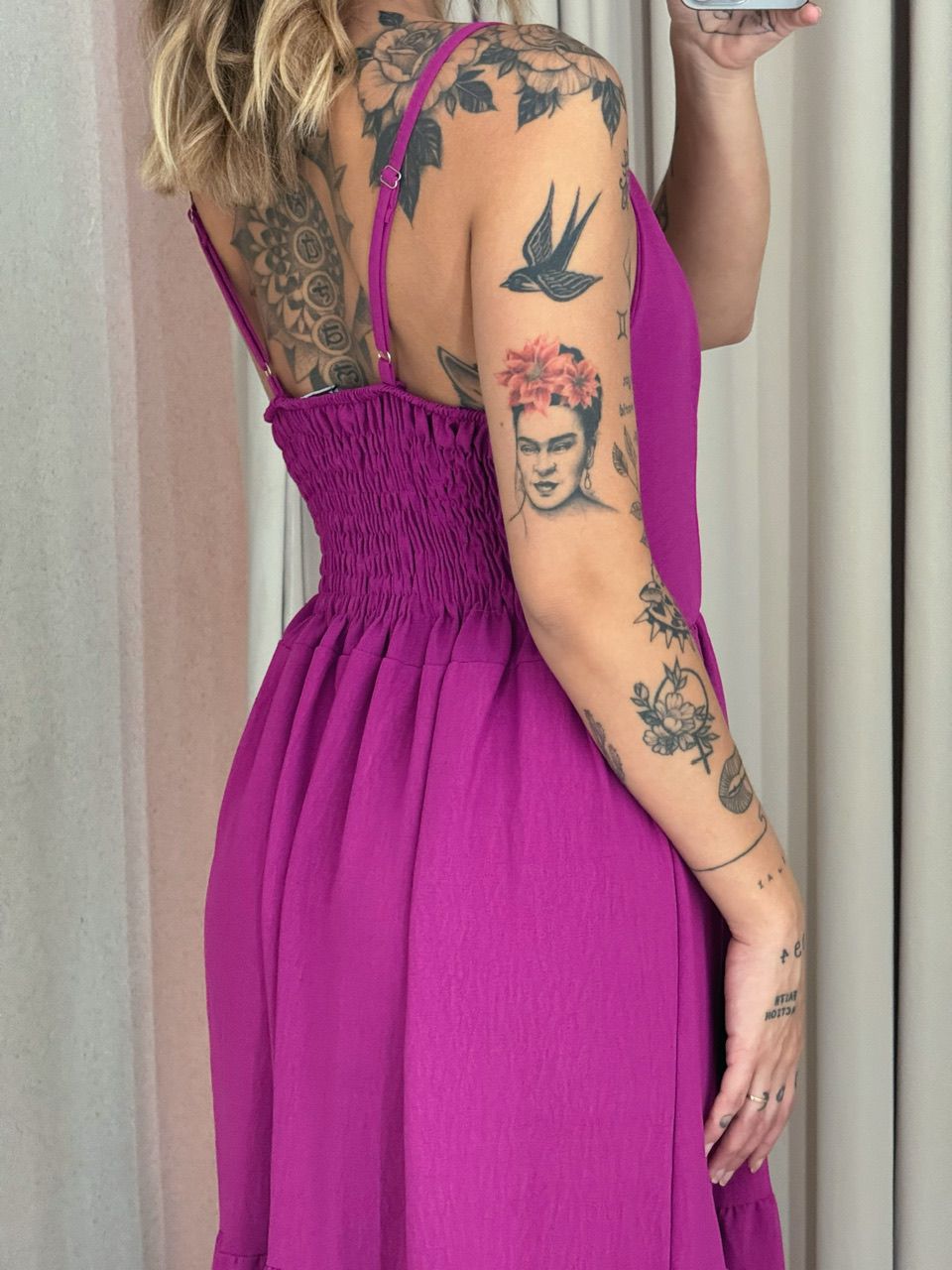 VESTIDO PÉROLA ALÇA FUCSIA