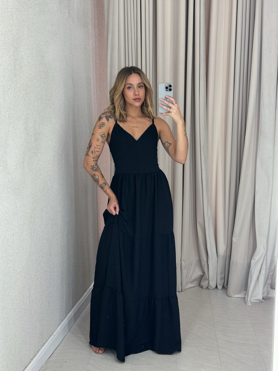 VESTIDO PÉROLA ALÇA PRETO - 0056620032 - CAROLLA FERRARO