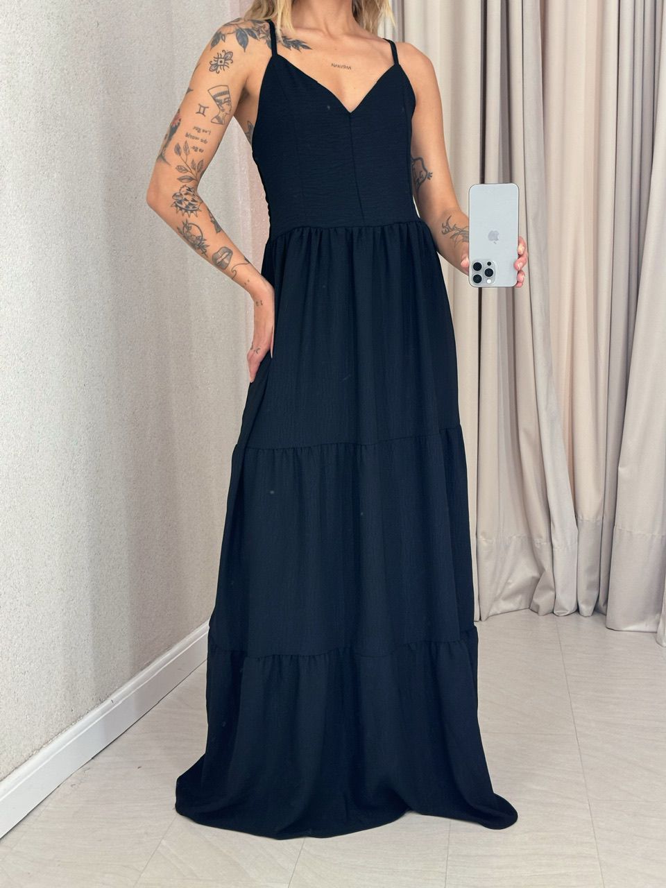  VESTIDO PÉROLA ALÇA PRETO