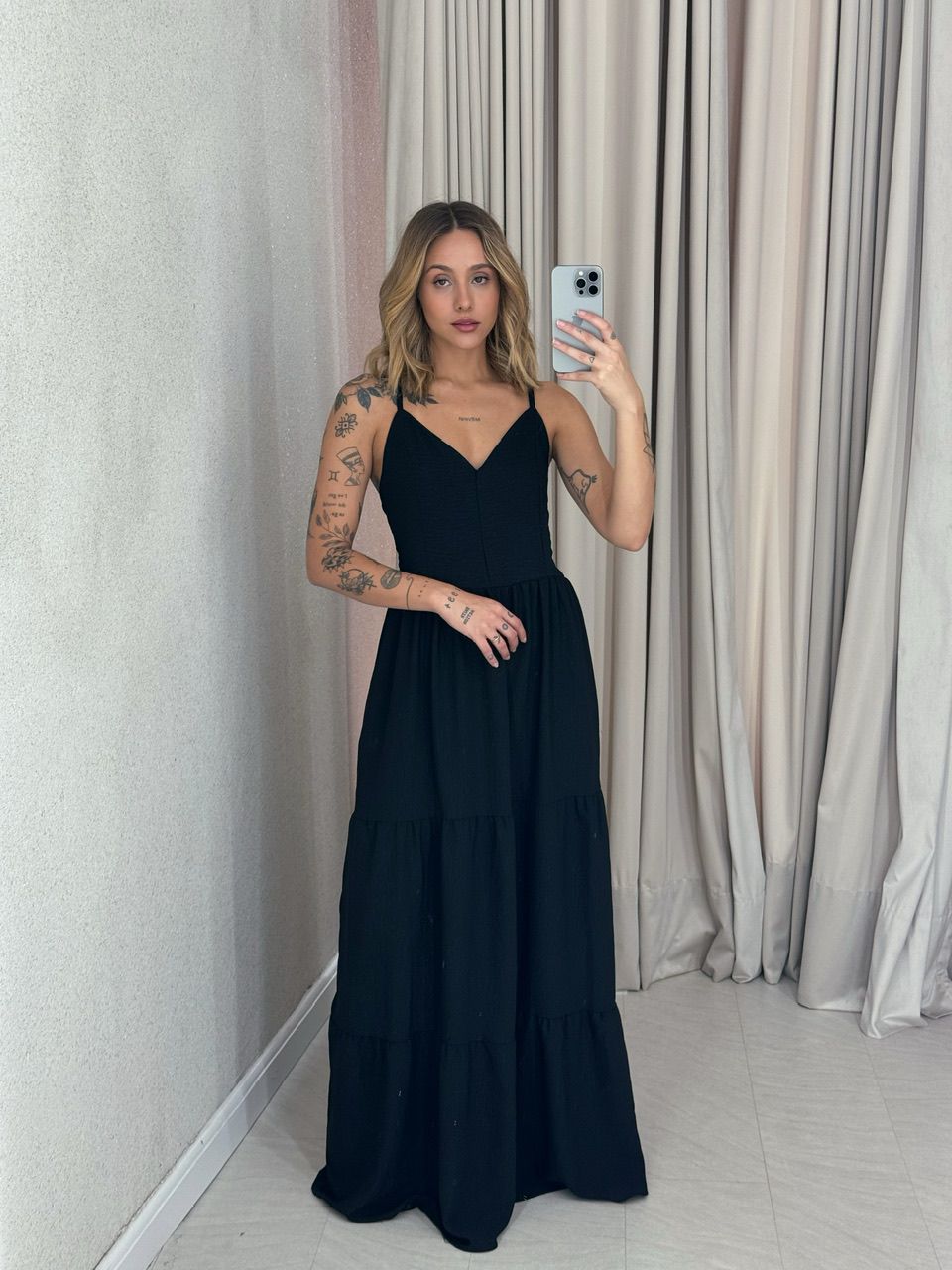  VESTIDO PÉROLA ALÇA PRETO