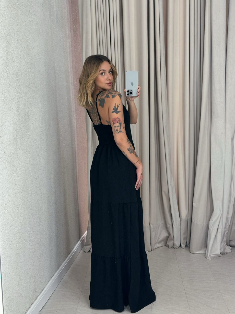  VESTIDO PÉROLA ALÇA PRETO
