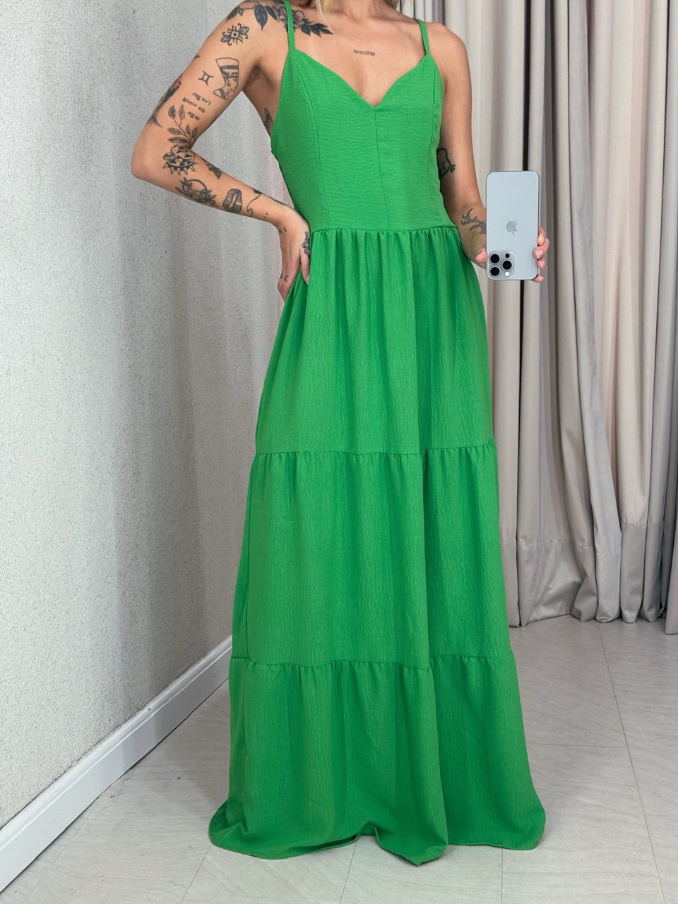  VESTIDO PÉROLA ALÇA VERDE