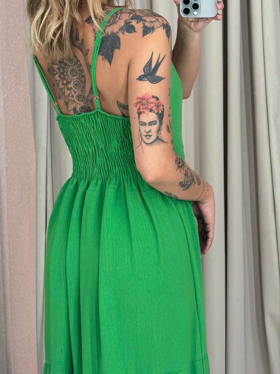  VESTIDO PÉROLA ALÇA VERDE
