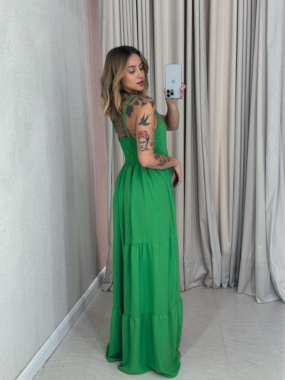  VESTIDO PÉROLA ALÇA VERDE