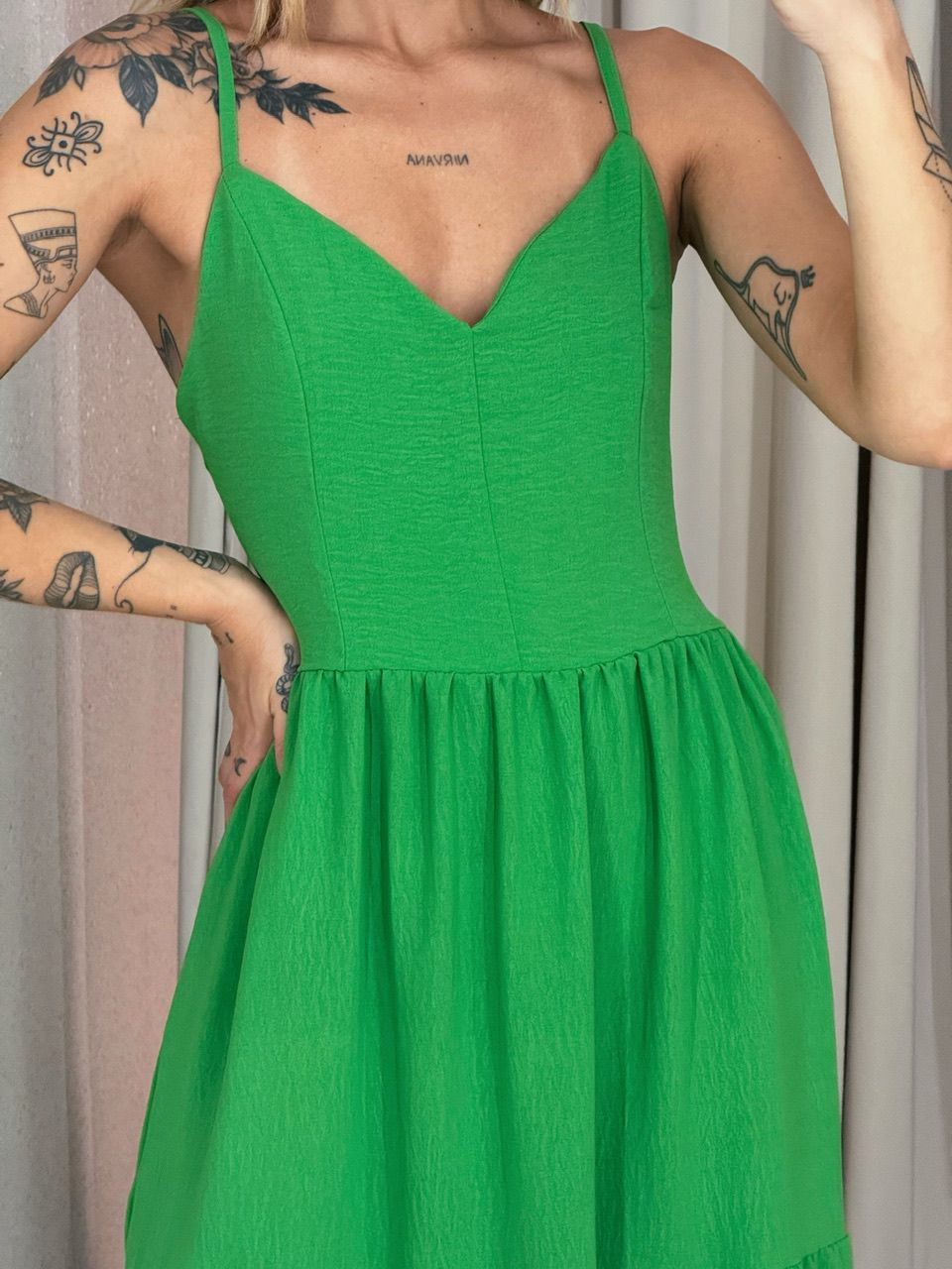  VESTIDO PÉROLA ALÇA VERDE