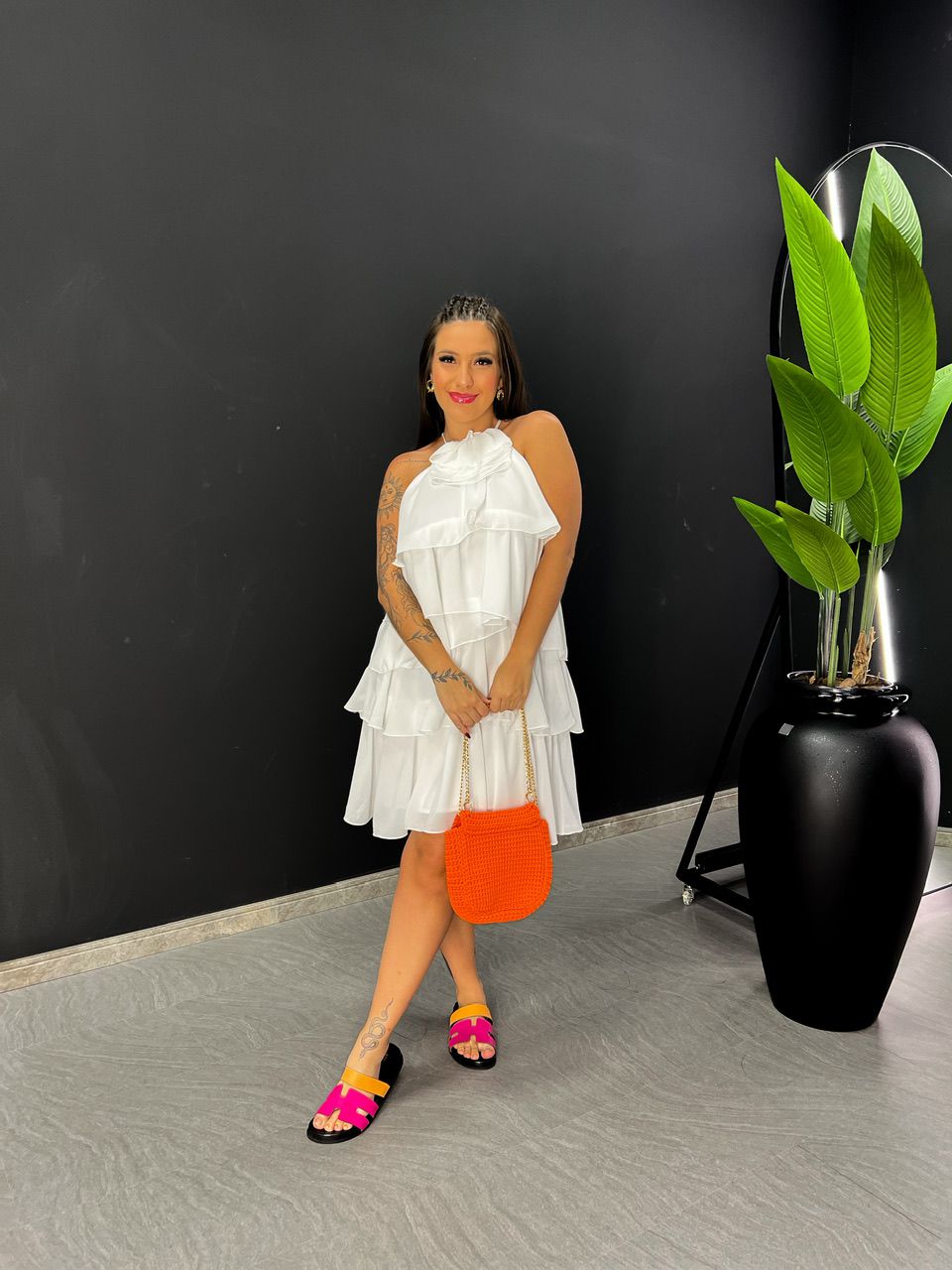 VESTIDO MIA CURTO BABADO OFF