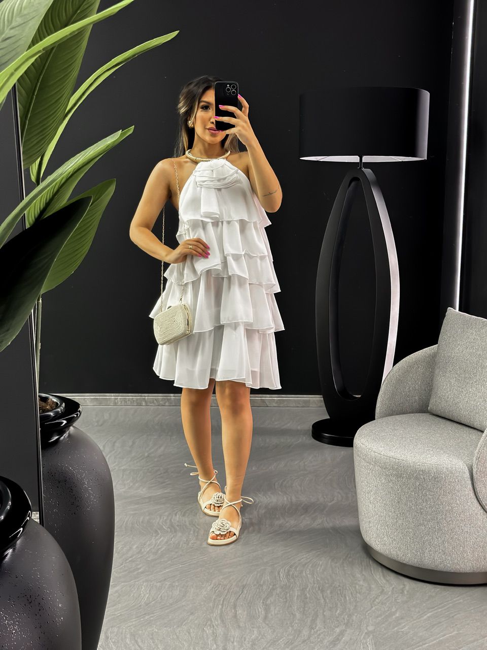 VESTIDO MIA CURTO BABADO OFF