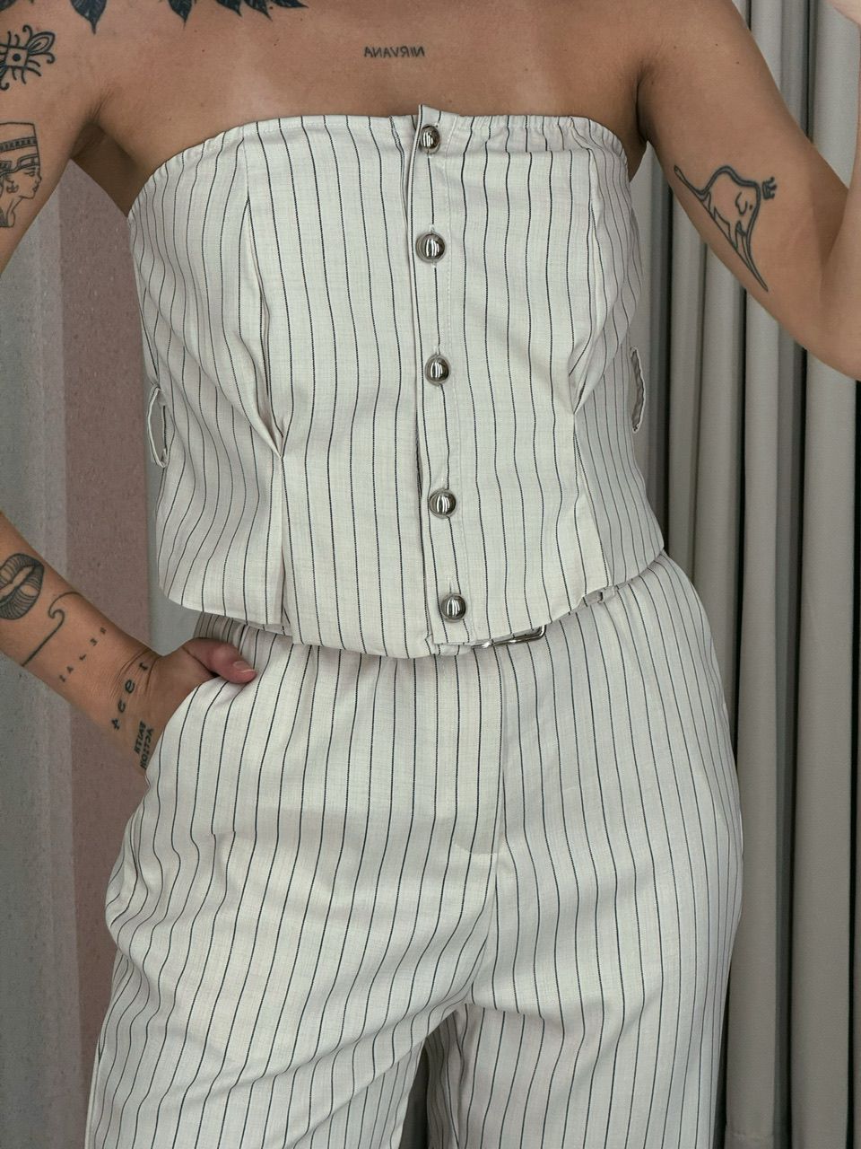 CONJUNTO PALOMA RISCA DE GIZ Areia