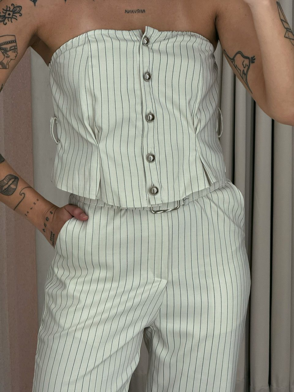 CONJUNTO PALOMA RISCA DE GIZ Marfim