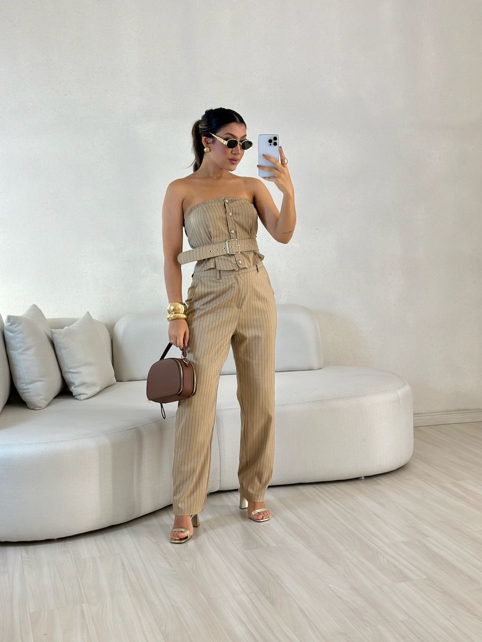 CONJUNTO PALOMA RISCA DE GIZ Nude - 0057820049 - CAROLLA FERRARO
