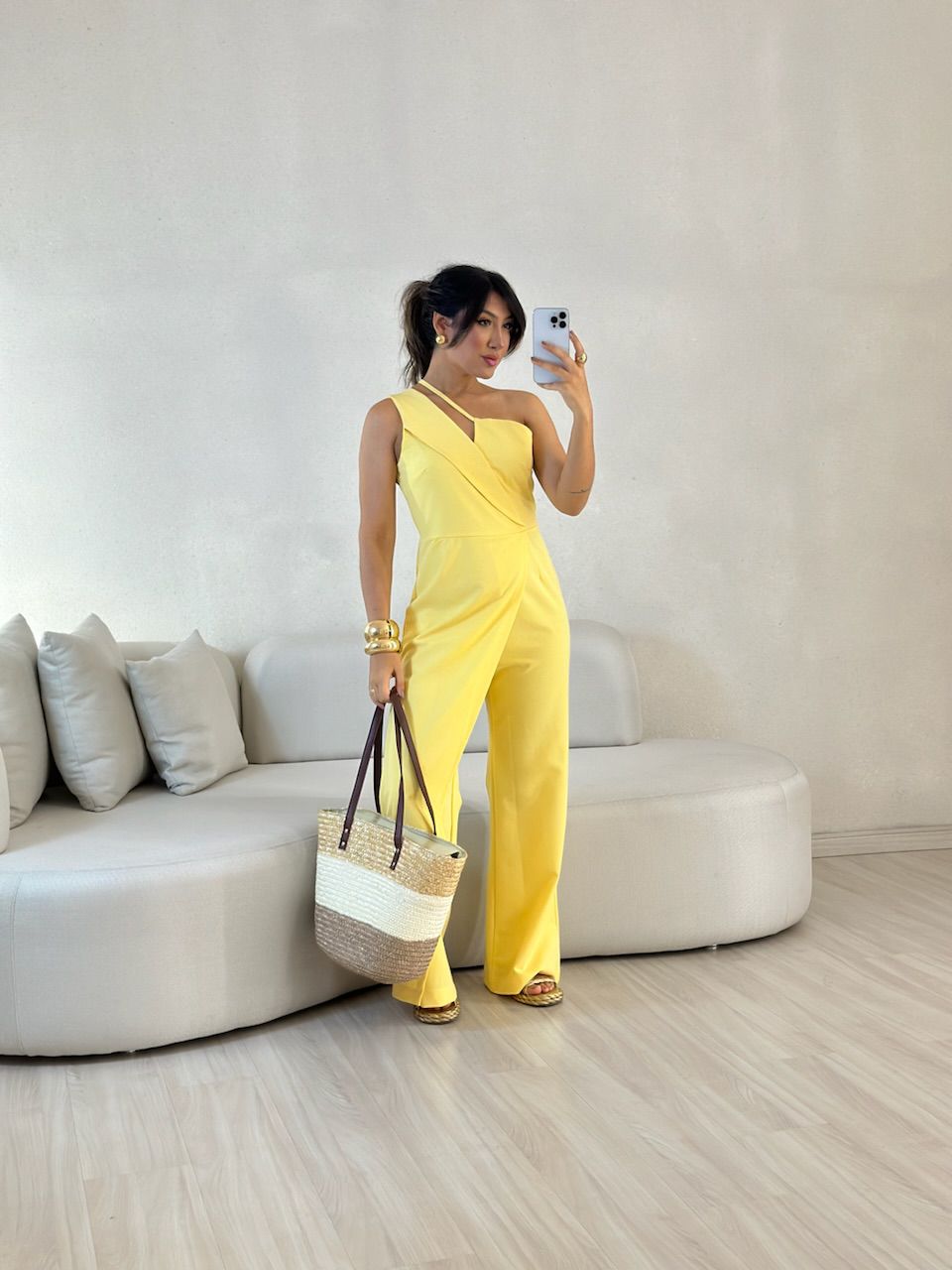 MACACÃO AGNES NULA MANGA AMARELO - 0057840111 - CAROLLA FERRARO