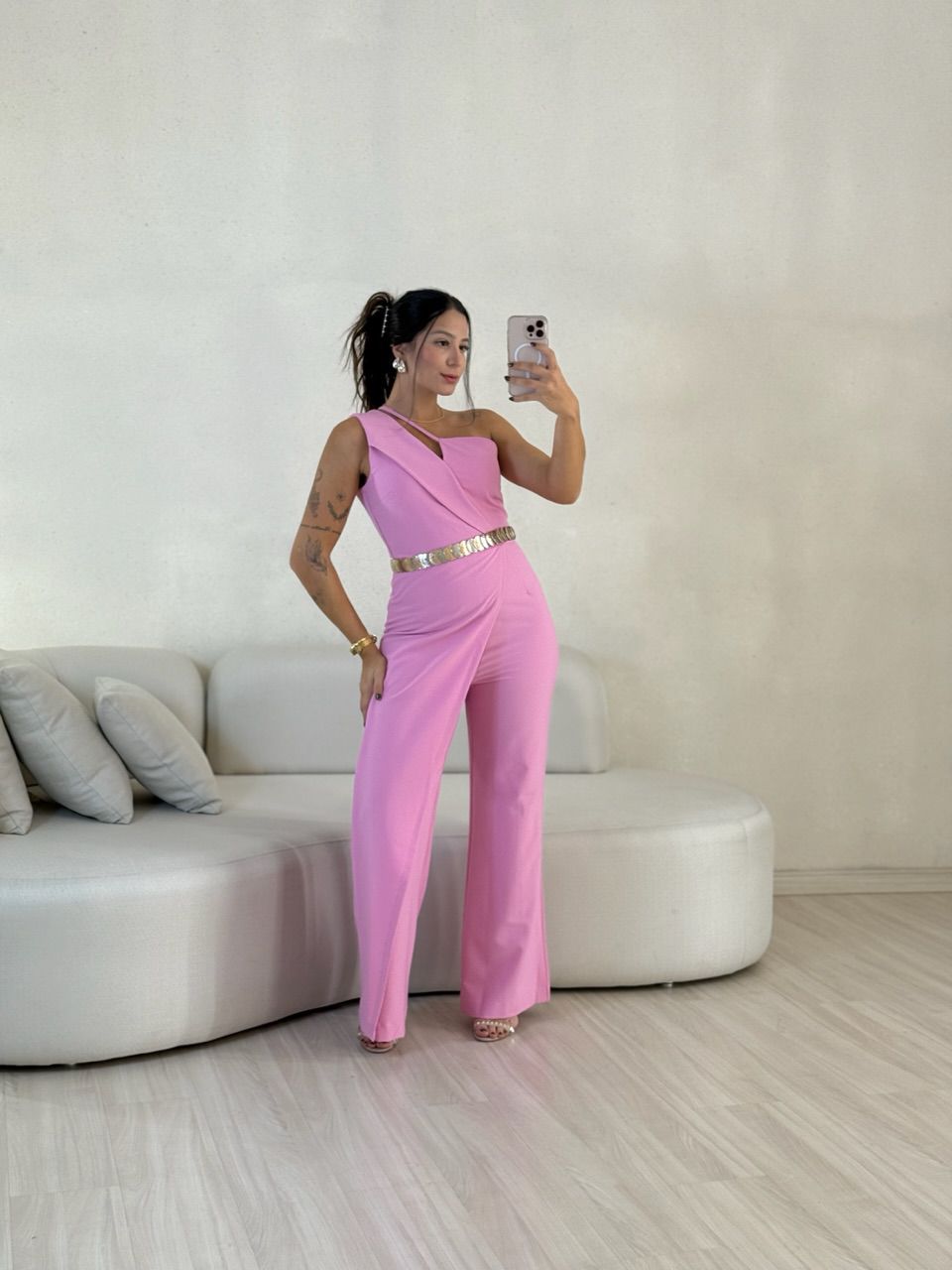 MACACÃO AGNES NULA MANGA ROSA