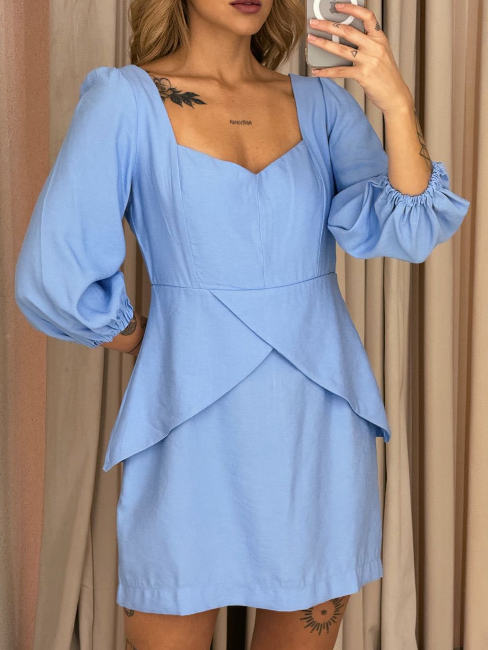 VESTIDO ANGELITA MANGA BUFANTE AZUL