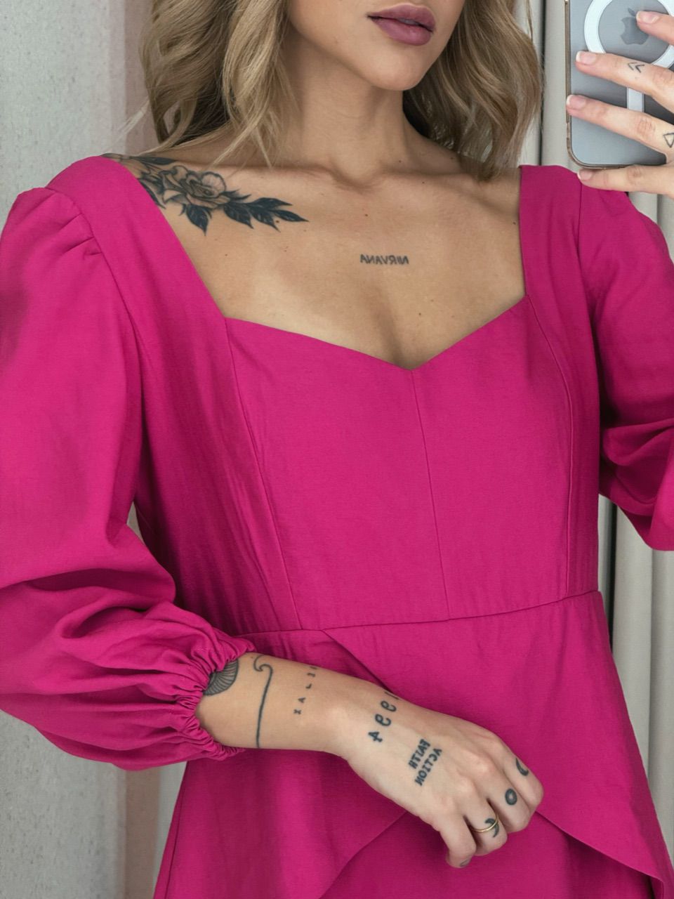VESTIDO ANGELITA MANGA BUFANTE PINK