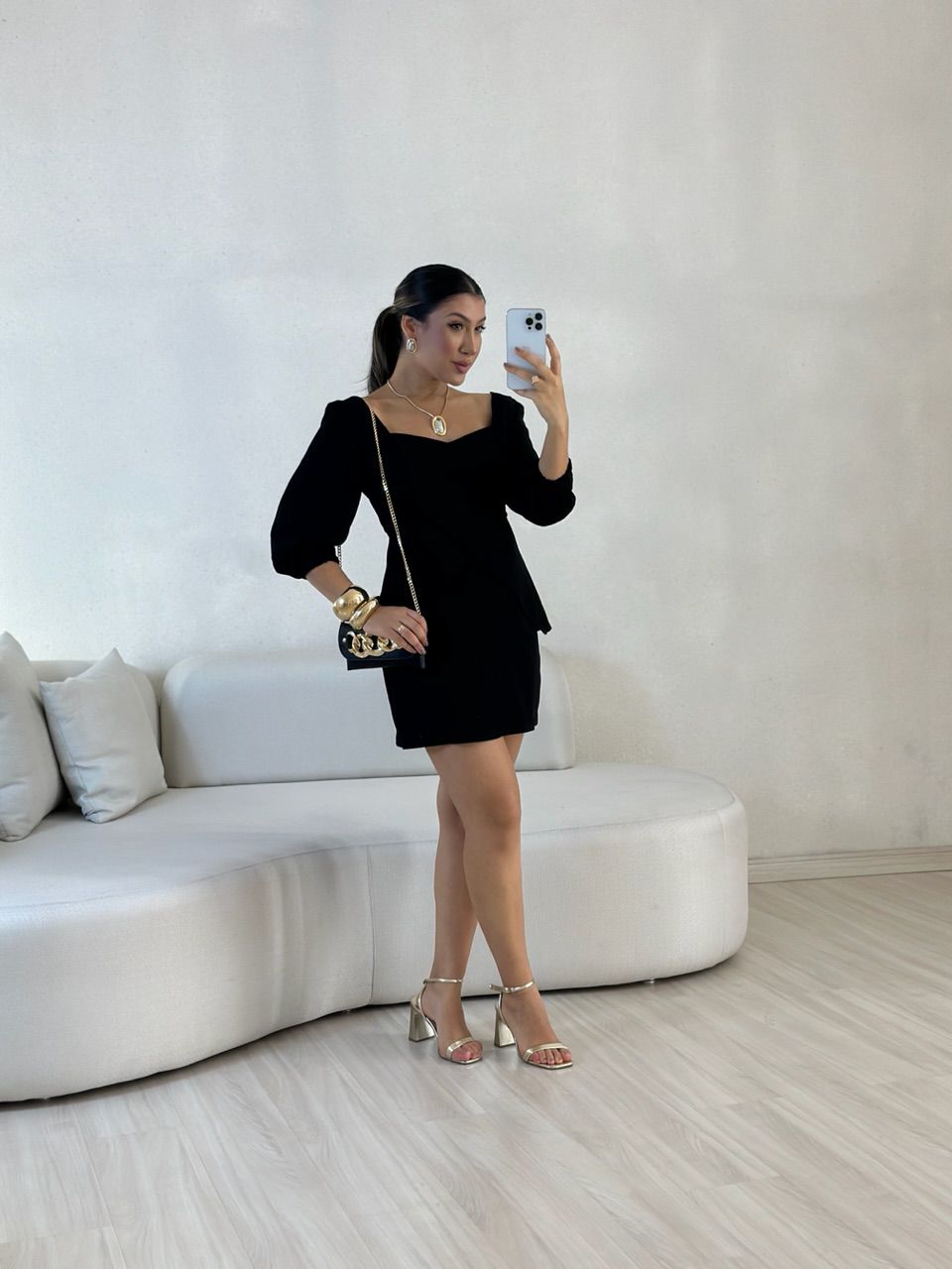 VESTIDO ANGELITA MANGA BUFANTE PRETO