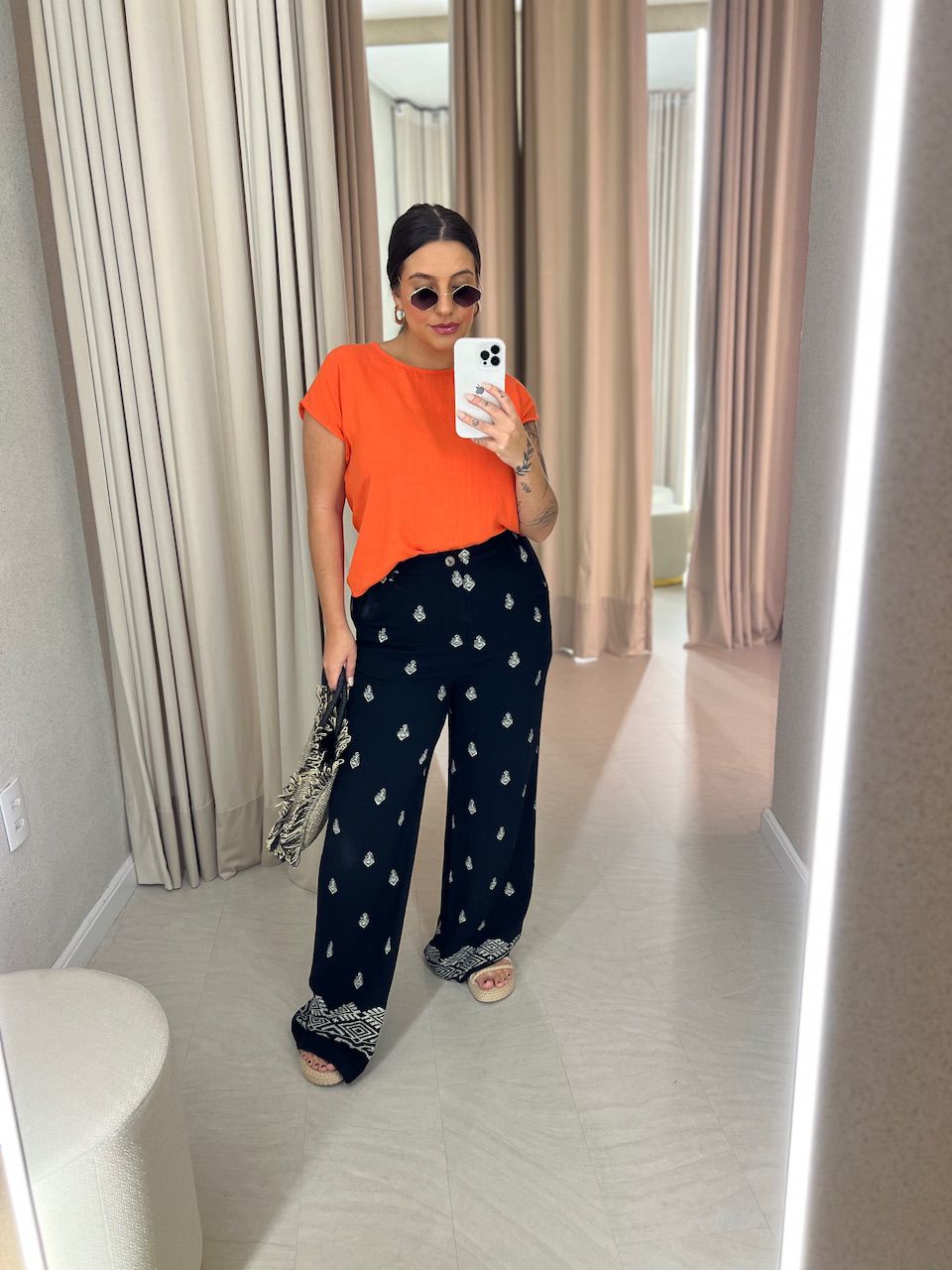 BLUSA BOTÕES COSTAS LARANJA