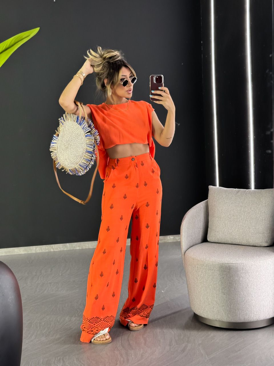 CALÇA LAURA ÉTNICA LARANJA