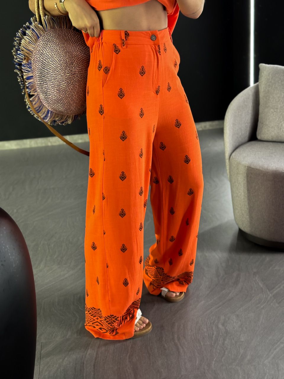 CALÇA LAURA ÉTNICA LARANJA
