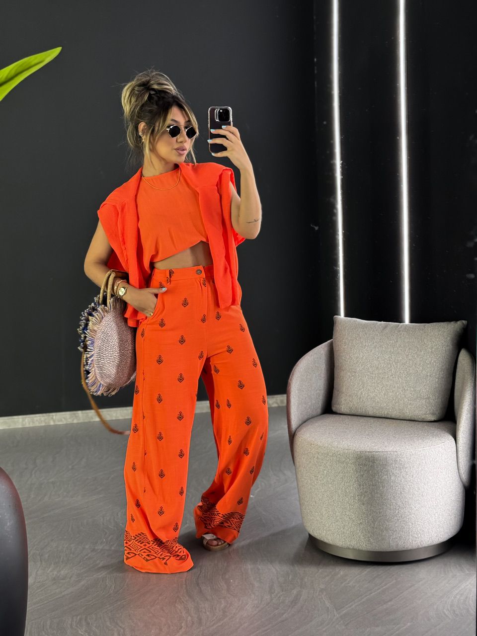 CALÇA LAURA ÉTNICA LARANJA