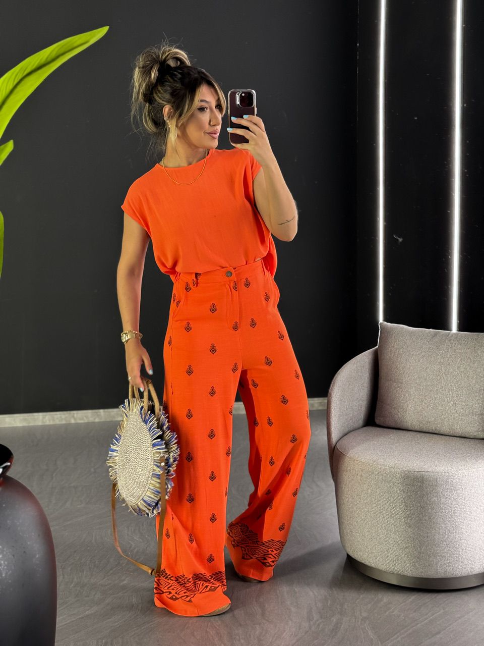 CALÇA LAURA ÉTNICA LARANJA