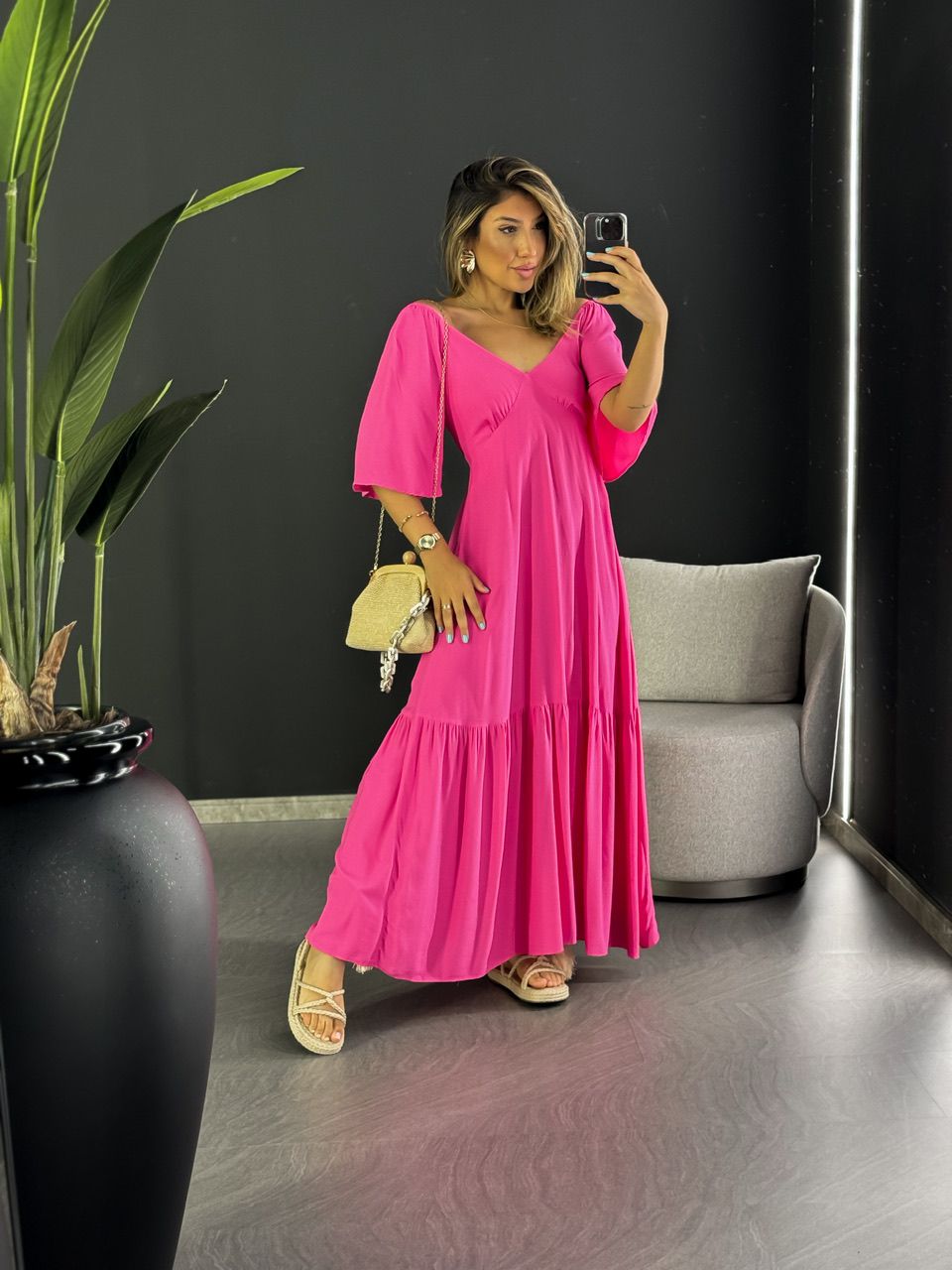 VESTIDO EDUARDA LONGO PINK - 0046460037 - CAROLLA FERRARO