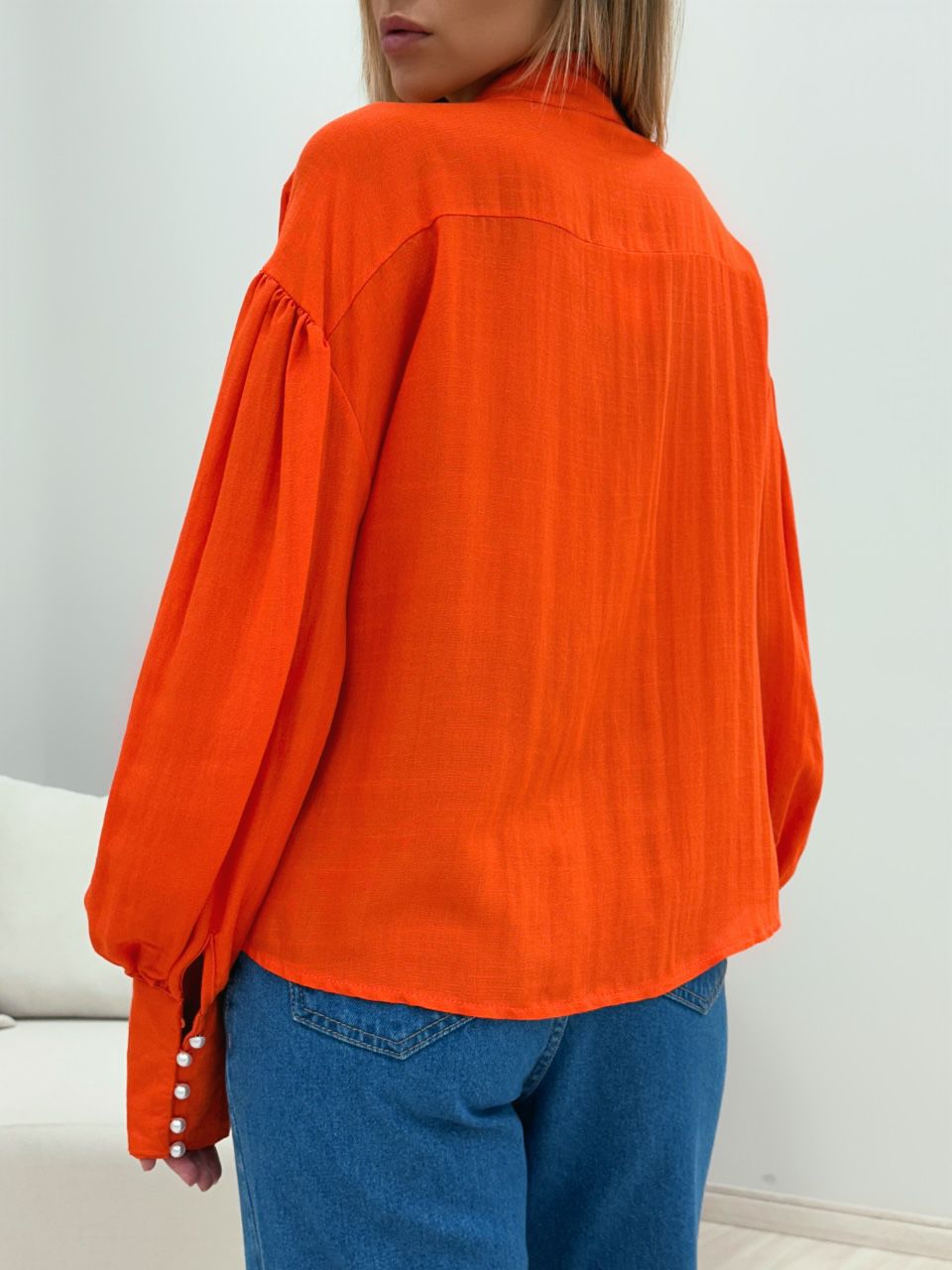 CAMISA BOTÕES PÉROLA LARANJA
