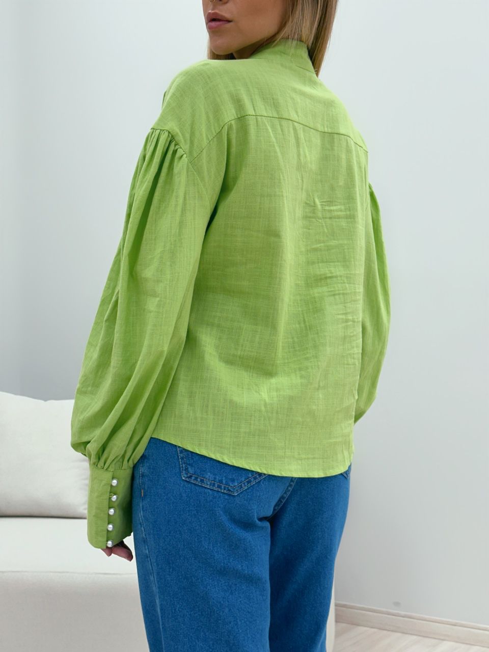 CAMISA BOTÕES PÉROLA VERDE