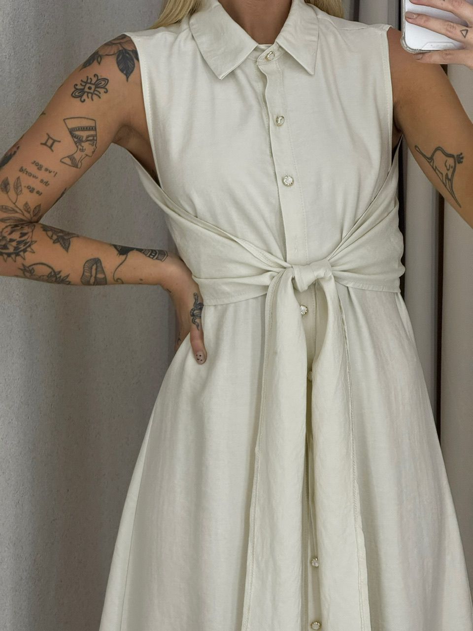 VESTIDO MORGAN BOTÕES Areia