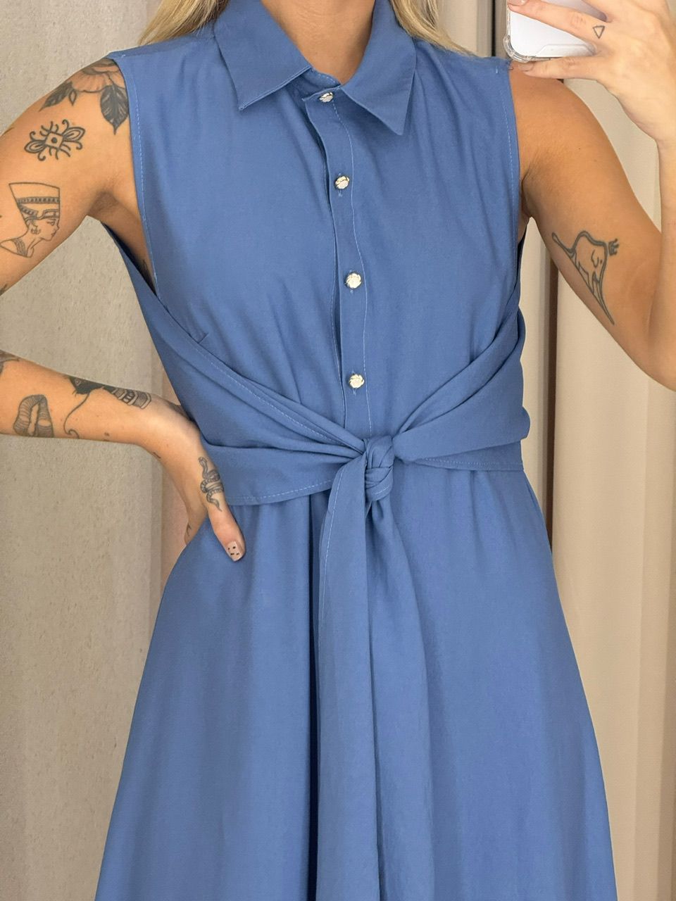 VESTIDO MORGAN BOTÕES azul