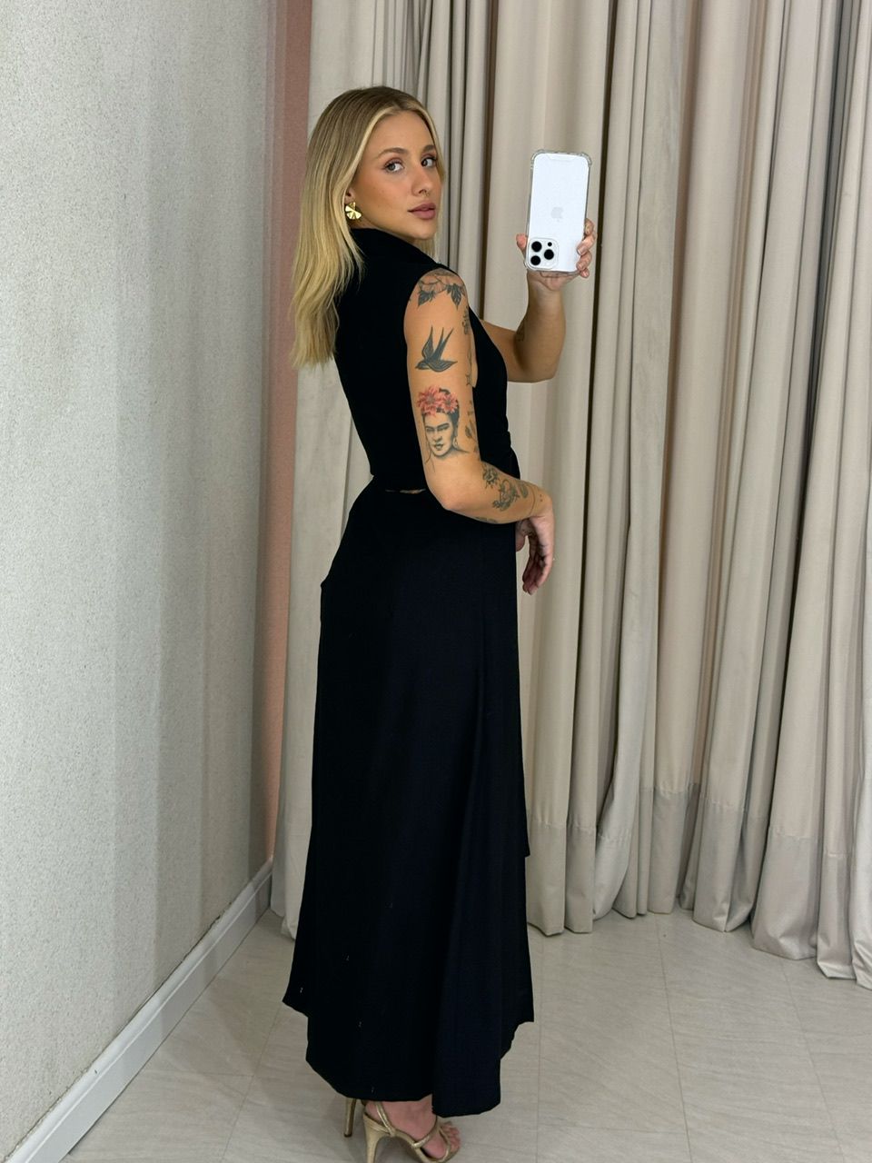 VESTIDO MORGAN BOTÕES preto