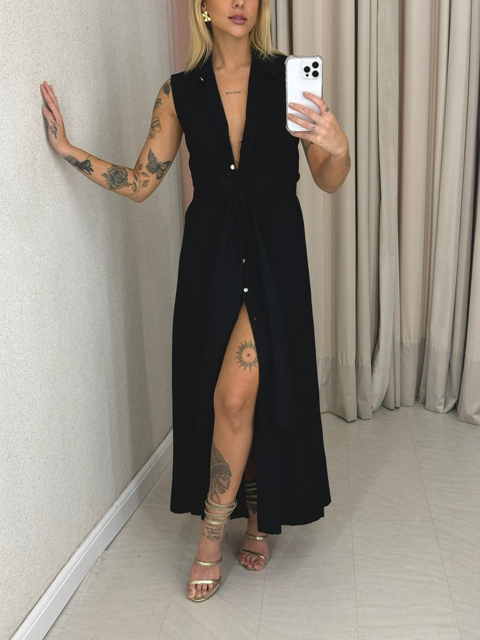 VESTIDO MORGAN BOTÕES preto